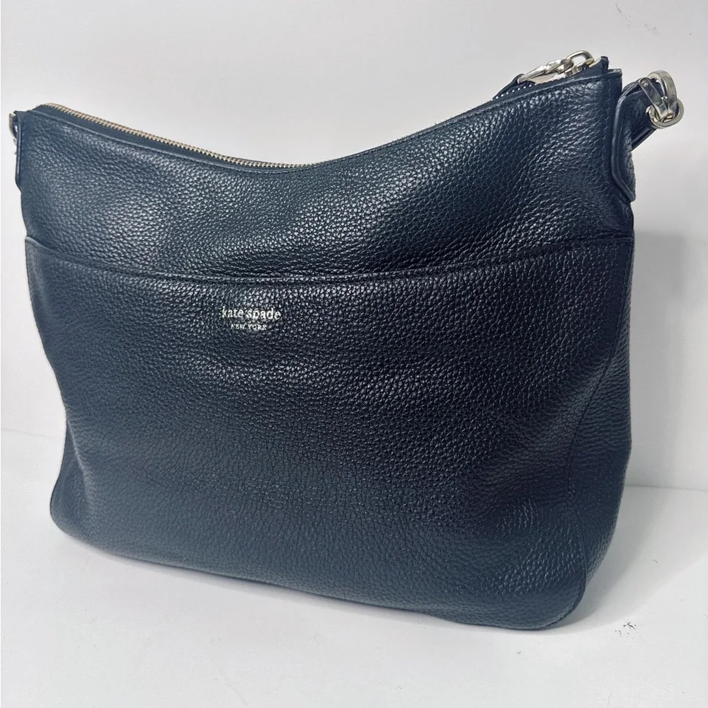 Kate Spade Cobble hill Medium Convertible Leather Messenger Shoulder Bag Black